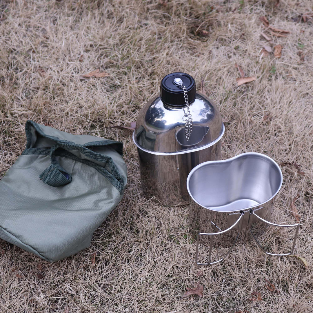 Feldflasche Edelstahl Set 1,2l mit 0,6l Becher und Nylonbeutel - Bild 6