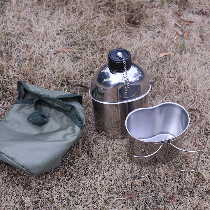 Feldflasche Edelstahl Set 1,2l mit 0,6l Becher und Nylonbeutel - Bild 6
