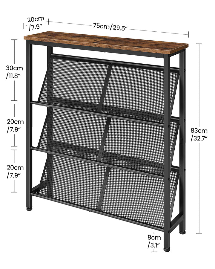 Schuhregal 4-stufig schmal Vintage-Braun/Schwarz 75x20x83 cm - Bild 5