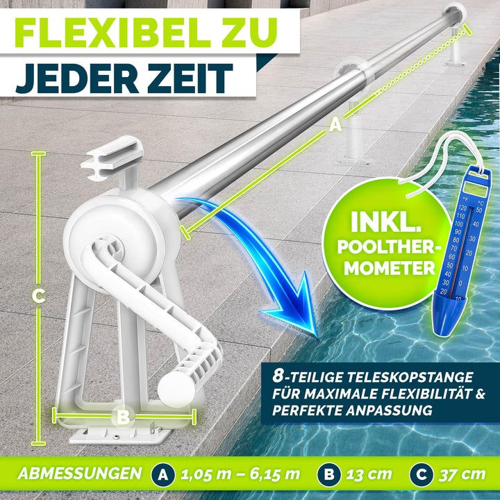 Pool Aufroller Teleskop Aluminium 1,05–6,15 m mit Thermometer - Bild 2