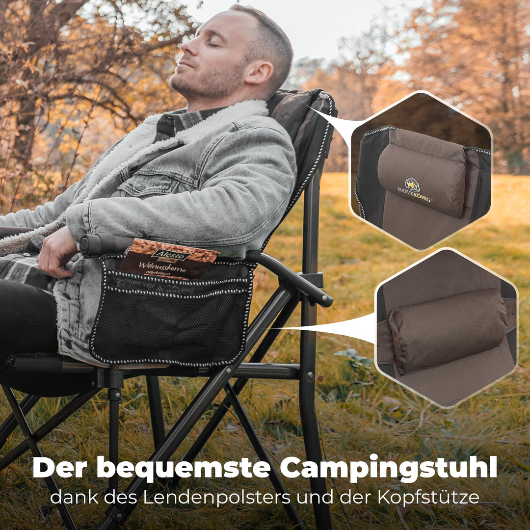 Campingstuhl faltbar bis 160 kg mit Lendenpolster und Kopfstütze - Bild 3