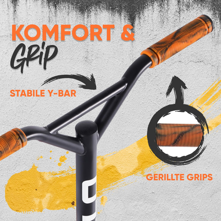 Stuntscooter Kinder Aluminium 100mm ABEC-9 ab 6 Jahren Orange - Bild 5