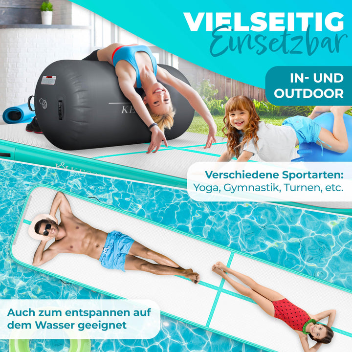 Airtrack aufblasbar 300x100x10 cm Turnmatte Mint mit Pumpe - Bild 6