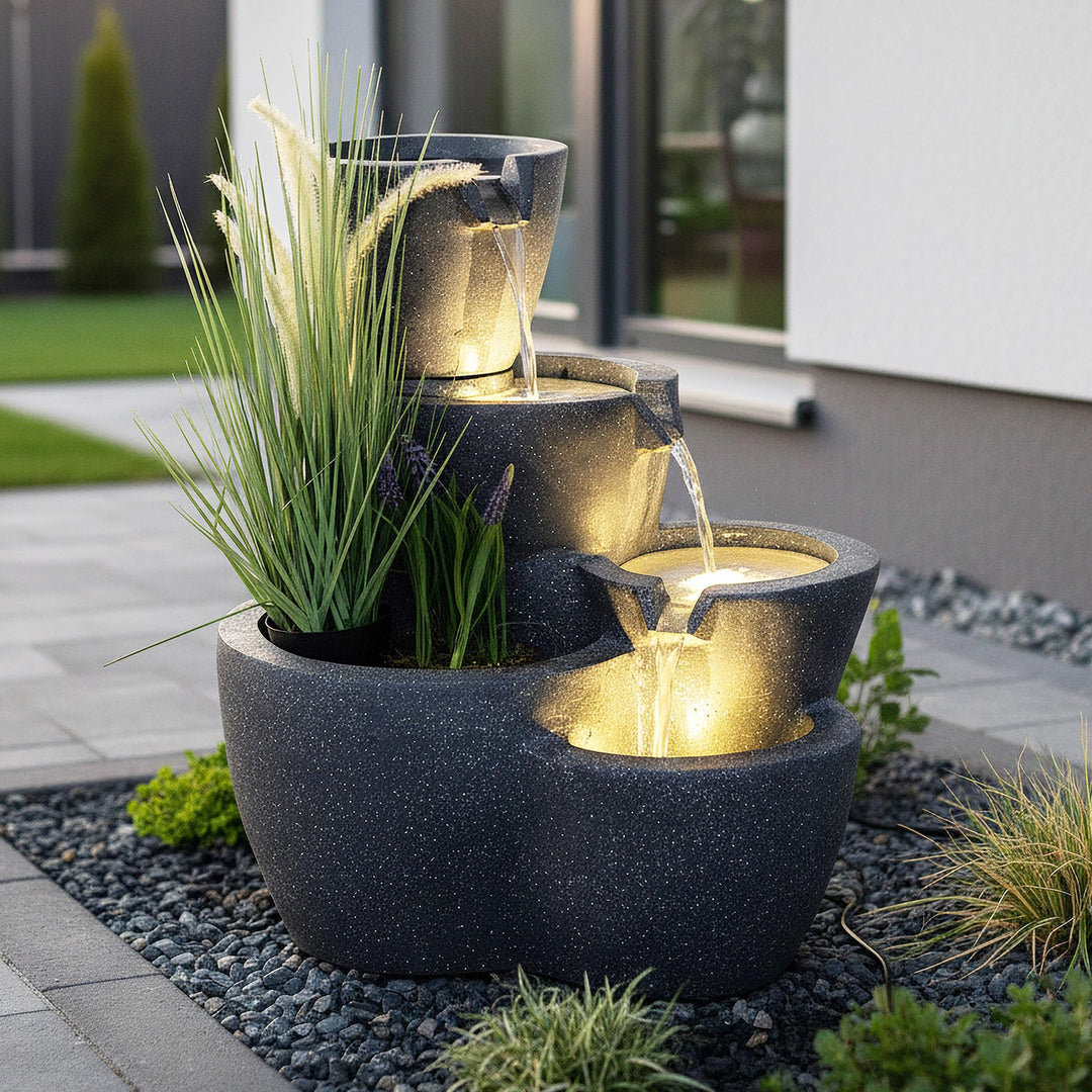 Terrassenbrunnen bepflanzbar mit LED-Beleuchtung 59 cm Springbrunnen - Bild 2