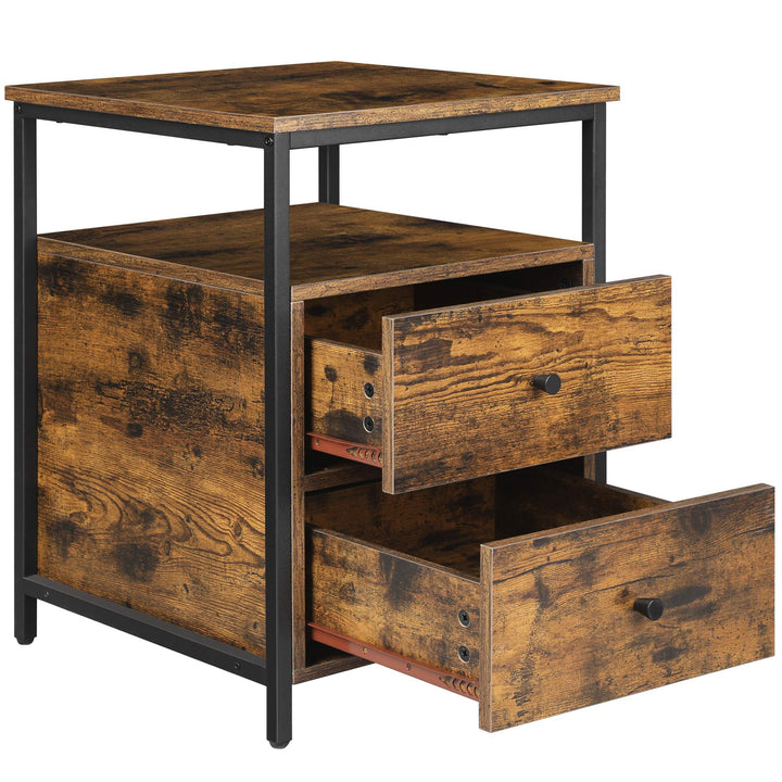Nachttisch mit 2 Schubladen und offenem Fach Industrial 45x45x60 cm - Bild 4