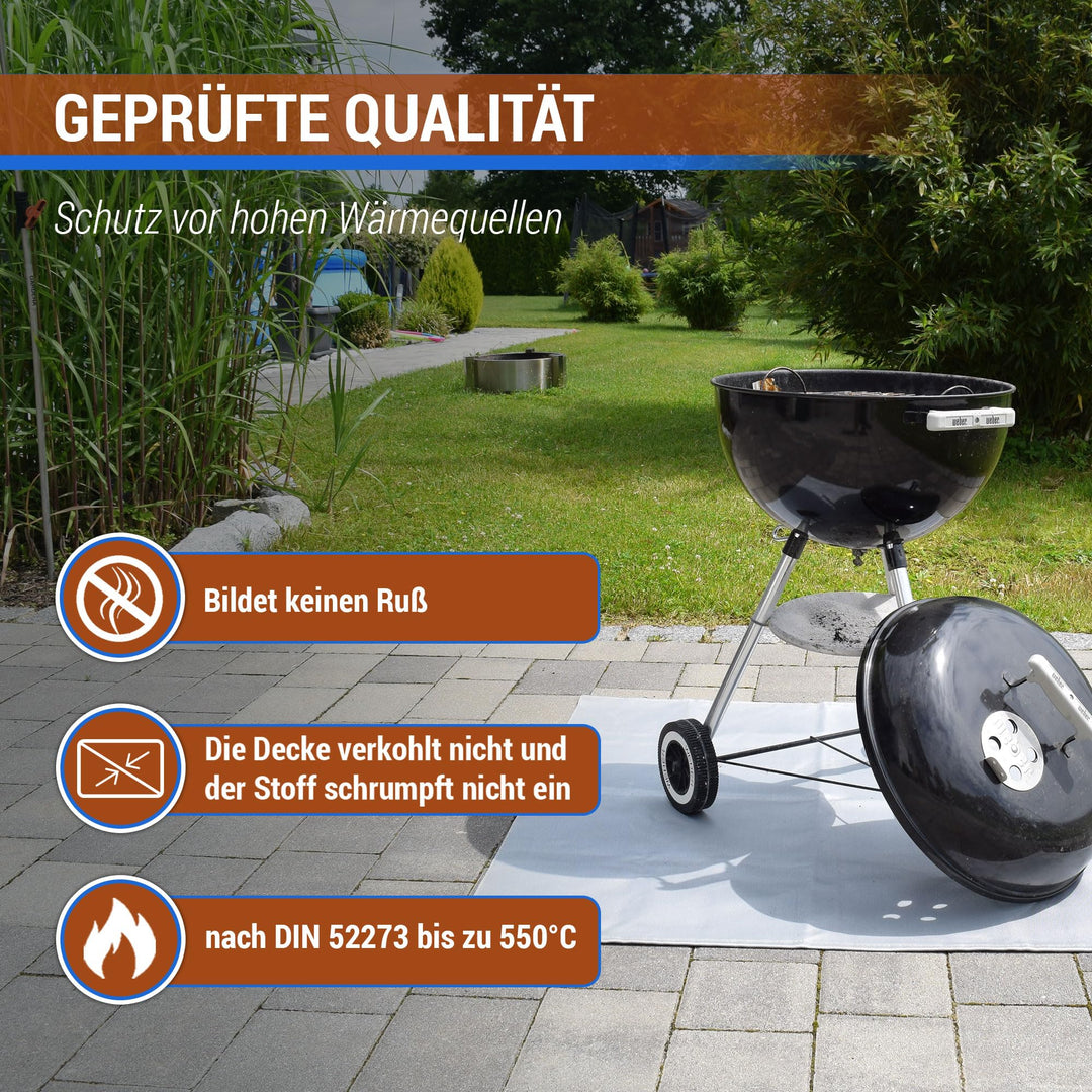 Bodenschutzmatte Kamin &amp; Grill feuerfest 550°C 1x1 m Grau - Bild 4