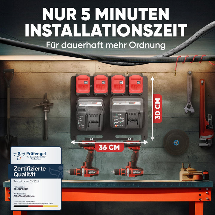Wandhalterung Einhell Akku &amp; Ladegerät Schwarz Doppel 18V - Bild 4