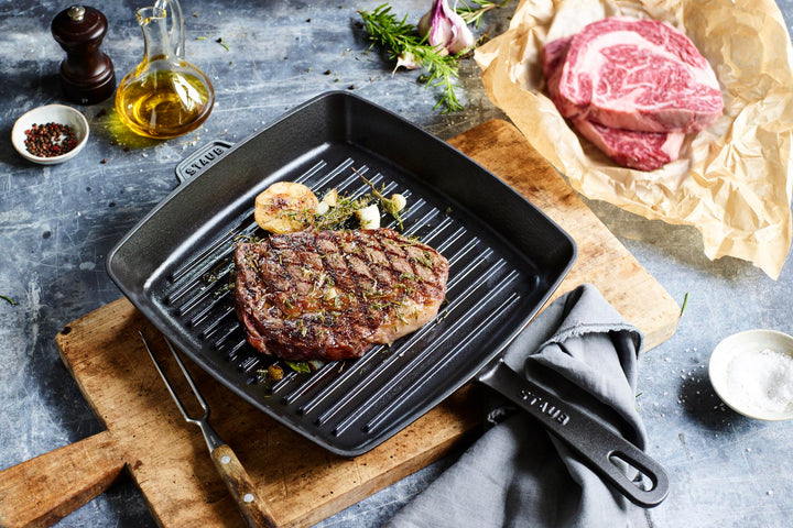 Grillpfanne Gusseisen emailliert quadratisch 30 cm Induktion - Bild 3