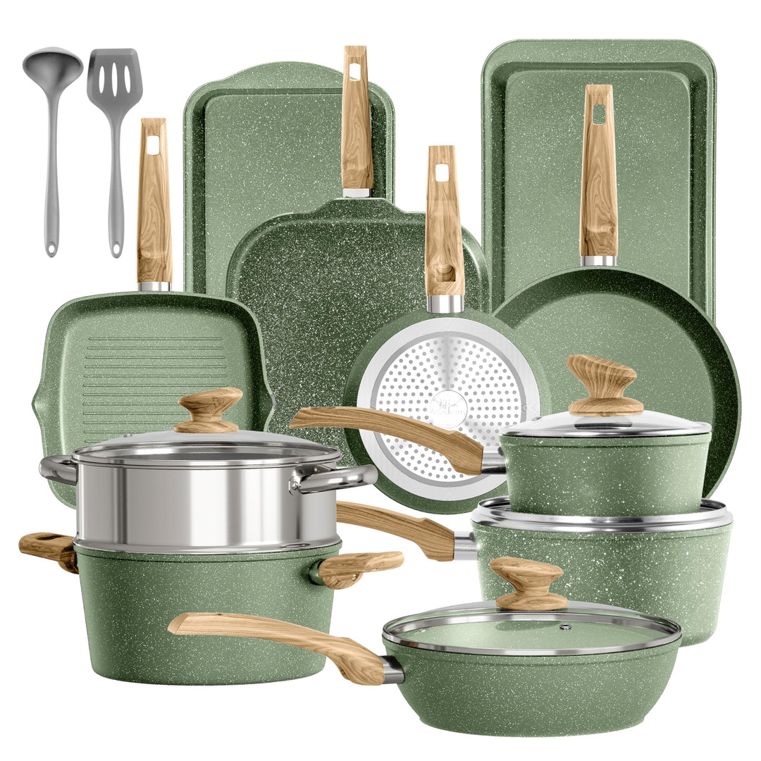 Topf- und Pfannenset 17-teilig Granitware Antihaft induktionsgeeignet