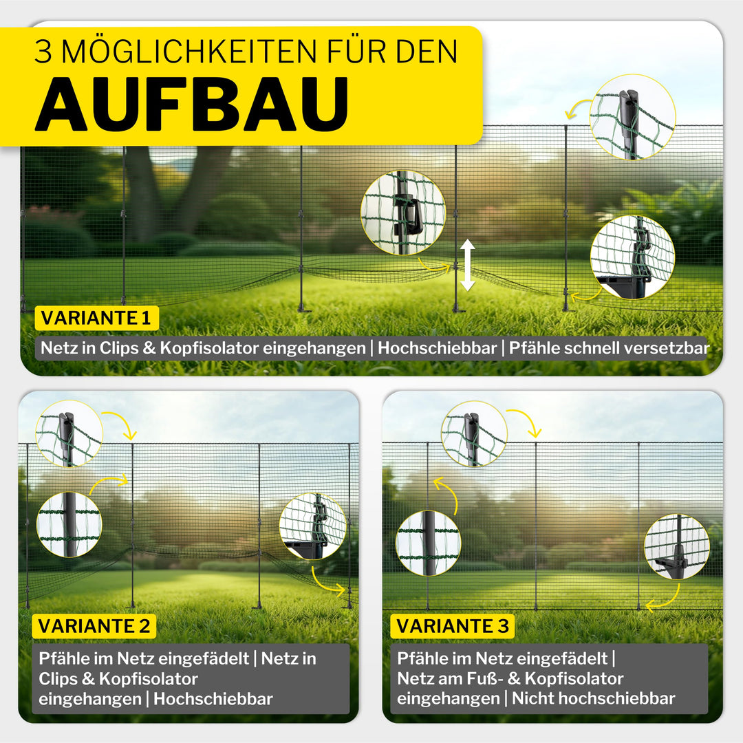 Mobiler Hundezaun Netz 15m x 90cm mit 9 Fiberglas-Pfählen - Bild 5