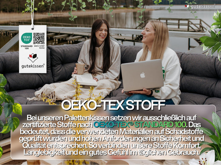 Palettenkissen gesteppt 120x60 cm Anthrazit für Gartensofa - Bild 6