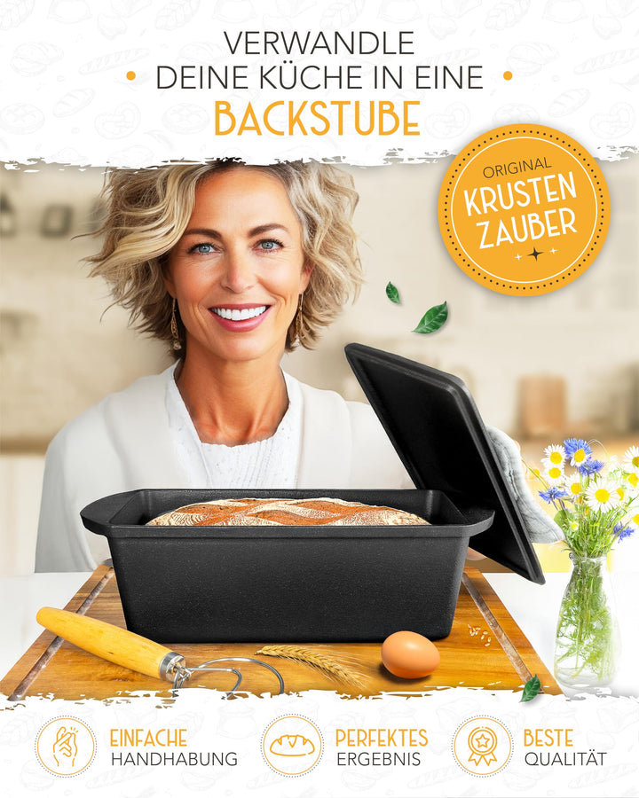 Brotbackform Gusseisen mit Deckel rechteckig 28 cm - Bild 2