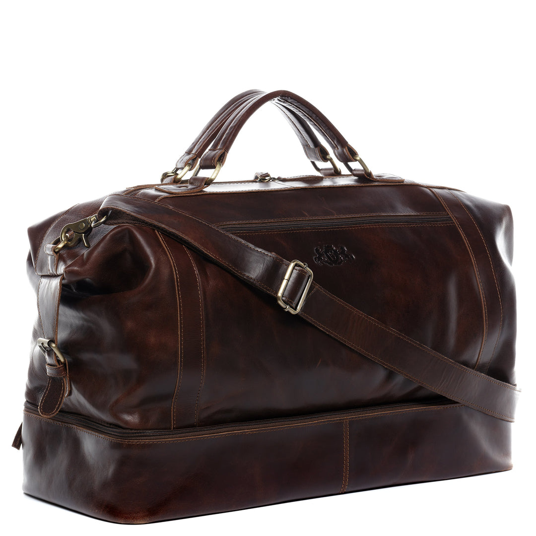 Reisetasche Leder XL mit Schuhfach Braun-Cognac Weekender Herren - Bild 2