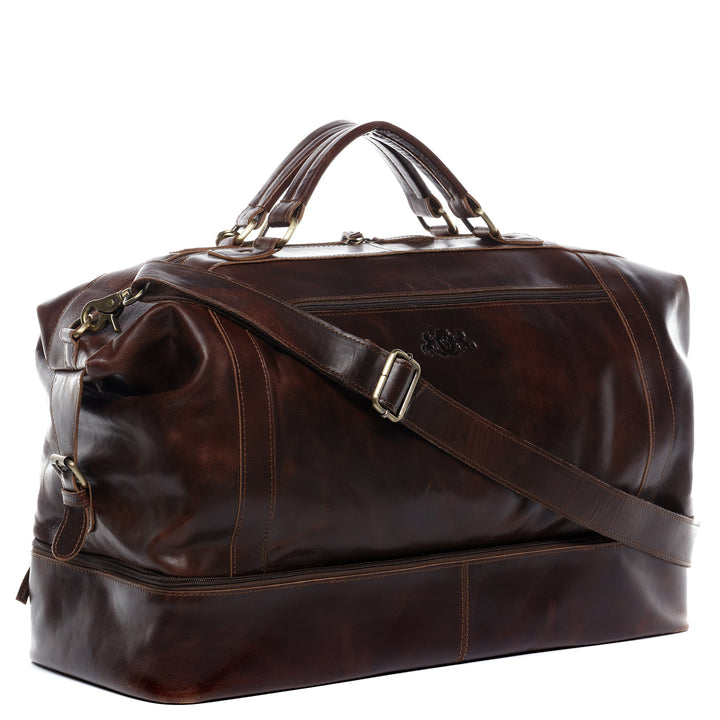 Reisetasche Leder XL mit Schuhfach Braun-Cognac Weekender Herren - Bild 2