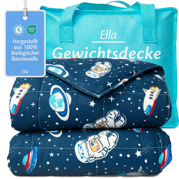 Gewichtsdecke Kinder 3,2 kg Space-Design 100x150 cm Therapiedecke