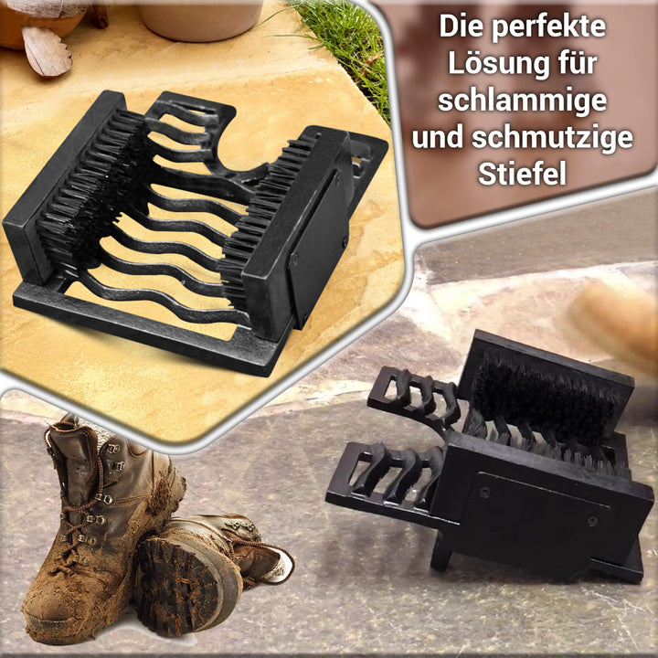 Schuhabstreifer Gusseisen 3-in-1 mit Bürsten und Stiefelknecht