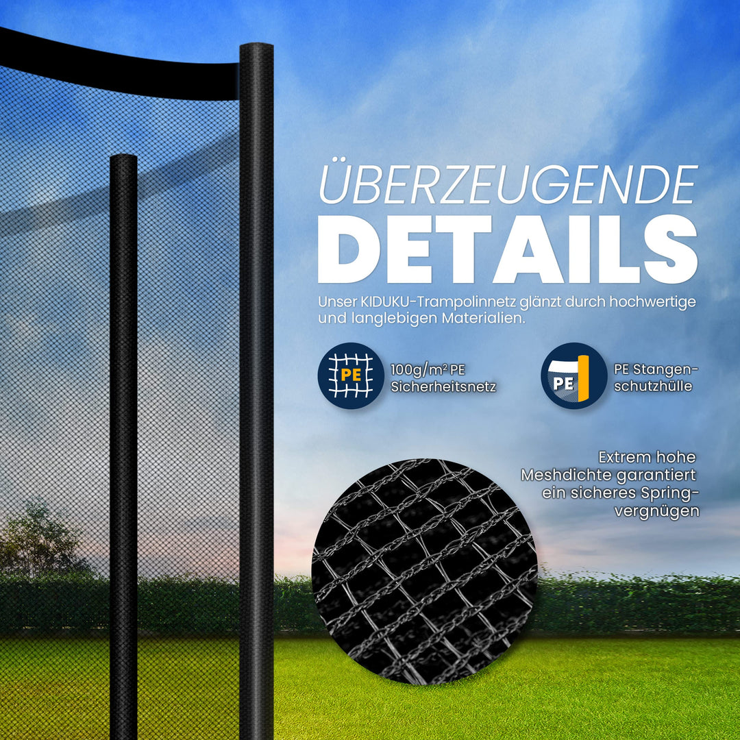 Trampolin Sicherheitsnetz 366 cm für 8 Stangen Polyethylen UV-beständig - Bild 2