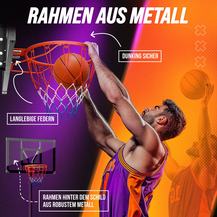 Basketballkorb Outdoor höhenverstellbar 135–305 cm mit Sandsack und Ball - Bild 5