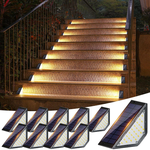 Solar Treppenleuchten Aussen IP65 10er Set Schwarz Garten