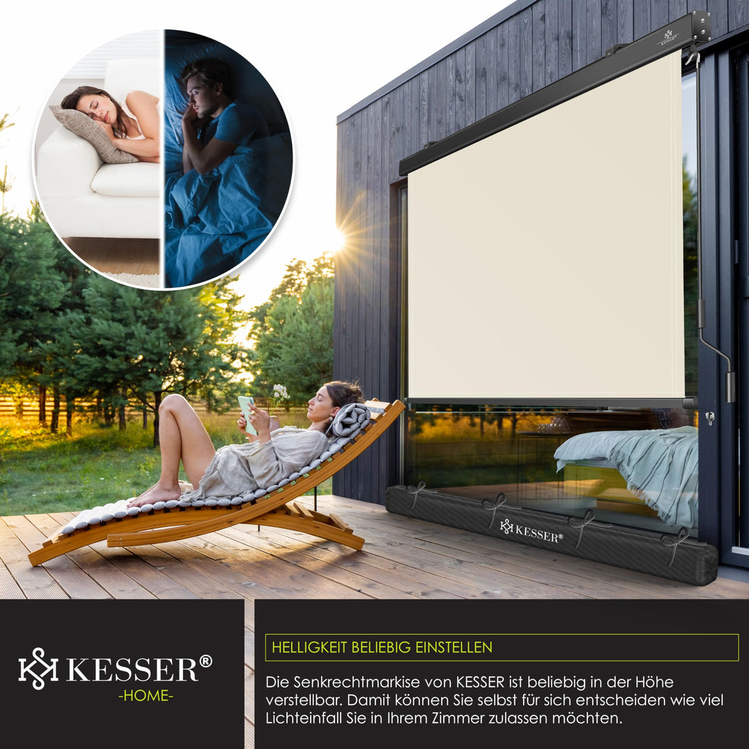 Senkrechtmarkise 200x250cm Aluminium-Kassette Balkon Terrasse beige - Bild 4