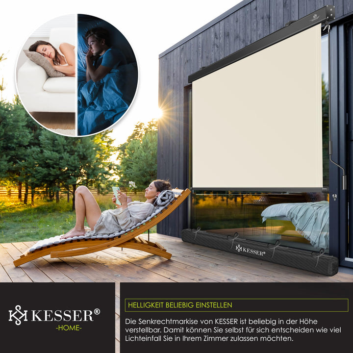 Senkrechtmarkise 200x250cm Aluminium-Kassette Balkon Terrasse beige - Bild 4