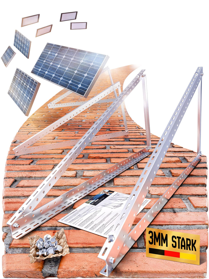 Balkonkraftwerk Halterung Aluminium 118 cm für 2 Solarmodule 4er-Set