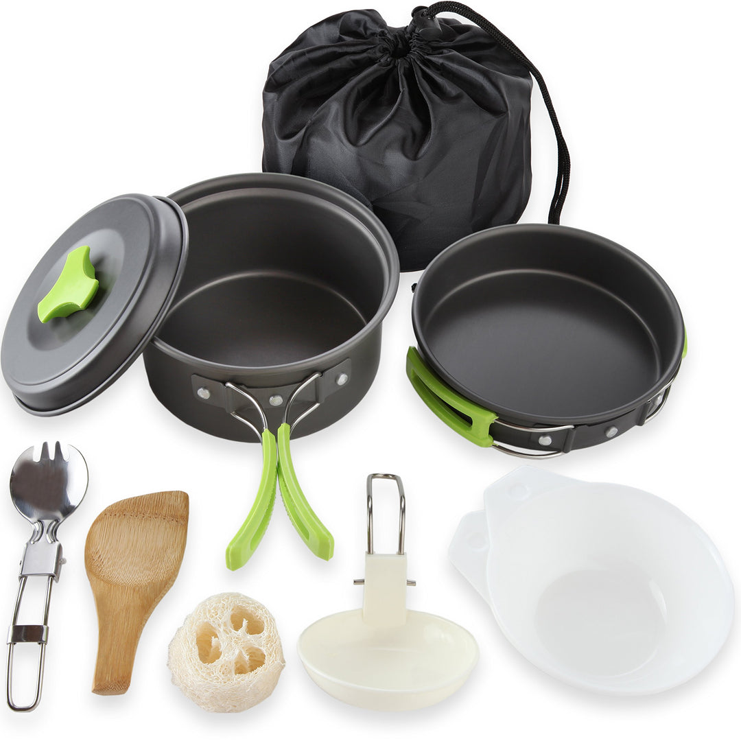 Camping Kochgeschirr Set 10-teilig Aluminium 1L für Wandern - Bild 2