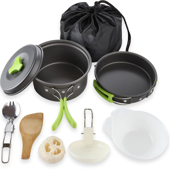Camping Kochgeschirr Set 10-teilig Aluminium 1L für Wandern - Bild 2