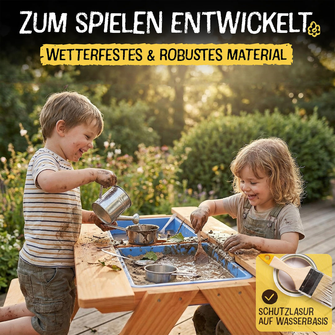 Kindersitzgruppe mit Matschtisch Holz 2-in-1 Outdoor 90x80x50 cm - Bild 4