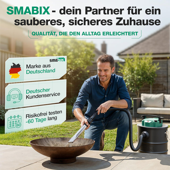 Aschesauger 1200 W mit HEPA-Filter 18 L Metalltank für Kamin - Bild 6