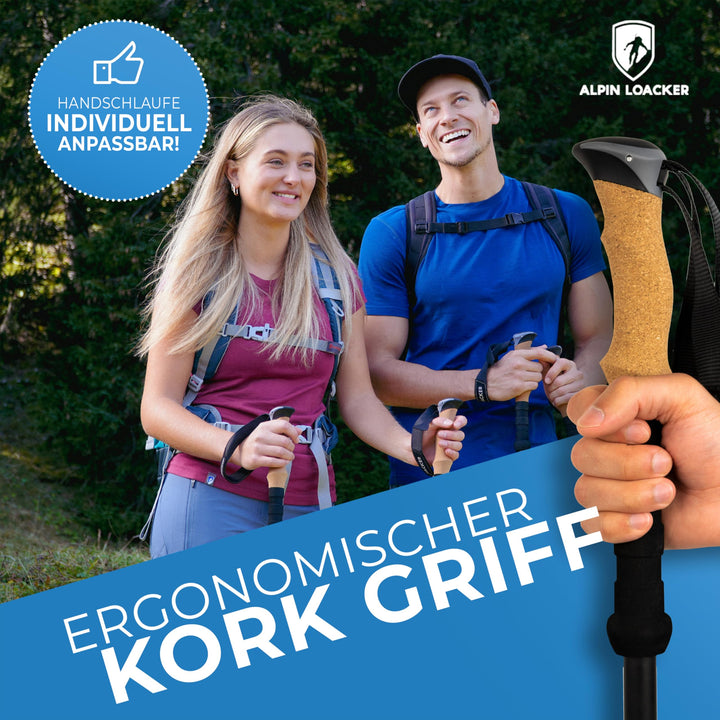 Wanderstöcke faltbar Carbon mit Korkgriff 100–120 cm Trekking - Bild 3