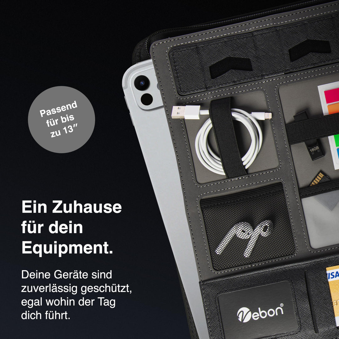 Schreibmappe A4 Kunstleder mit Laptopfach 13 Zoll und Reissverschluss - Bild 3
