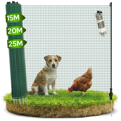 Mobiler Begrenzungszaun Kunststoffnetz 20 m x 90 cm mit Metallpfosten