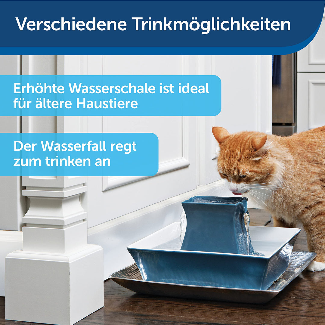 Katzentrinkbrunnen Keramik 2L mit Doppelwasserfall für Katzen - Bild 4