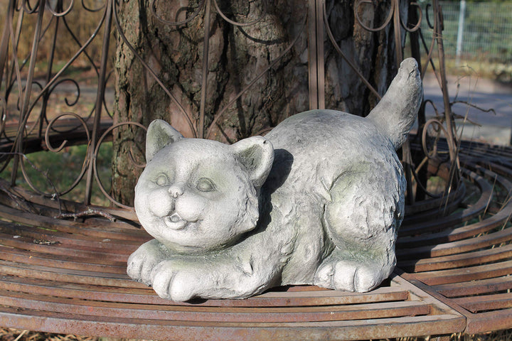 Gartenfigur Katze spielend Magnesia Steinoptik 25 cm Handbemalt - Bild 7