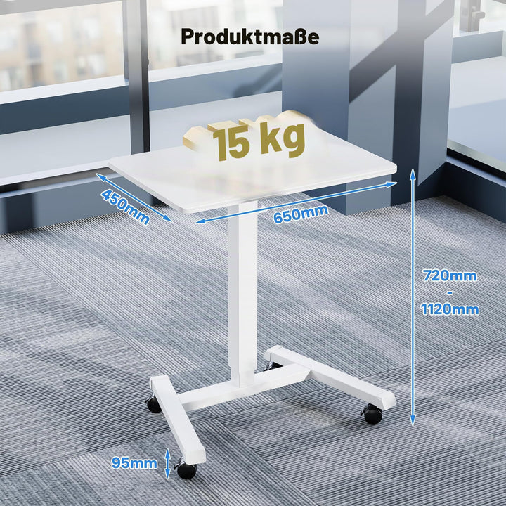 Mobiler Stehtisch höhenverstellbar 65x45cm mit Rollen bis 15kg - Bild 3