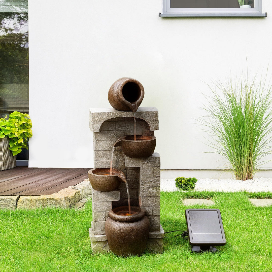 Solarbrunnen 4-stufig Polyresin mit LED &amp; Akku-Backup 72 cm - Bild 7