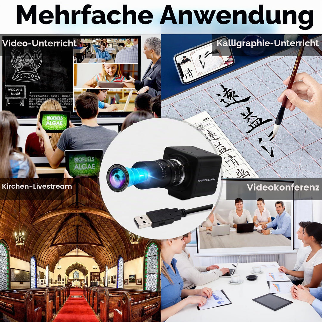 USB-Webcam 8 Megapixel mit 5-50mm Varifokus-Objektiv für PC &amp; Laptop - Bild 7