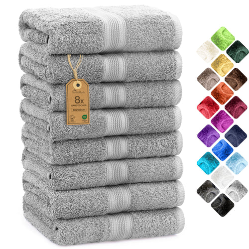 Handtücher Set 8er 100% Baumwolle 50x100 cm silbergrau OEKO-TEX