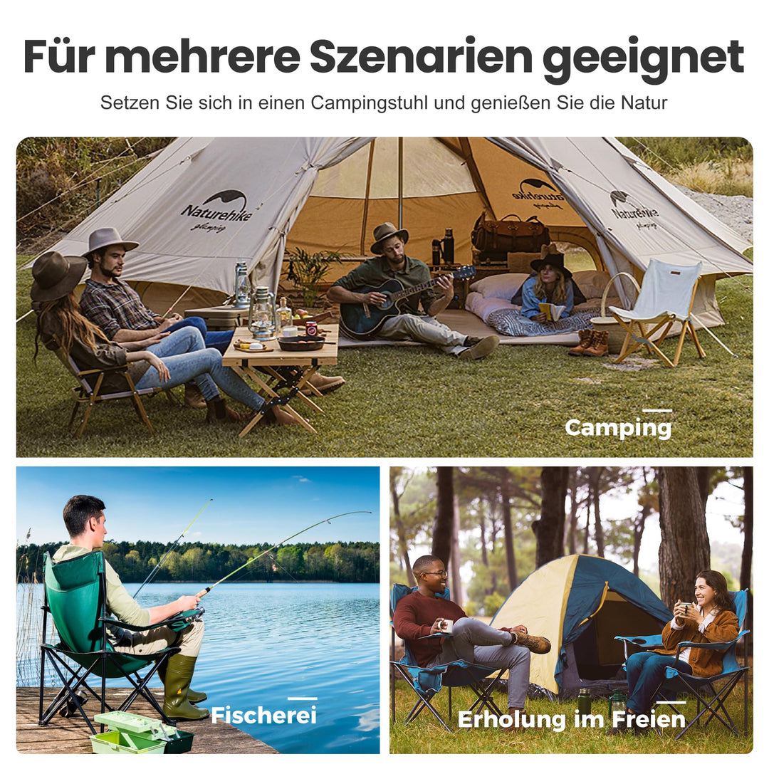 Campingstuhl faltbar 2er-Set 600D-Stoff bis 102 kg mit Kühltasche - Bild 8