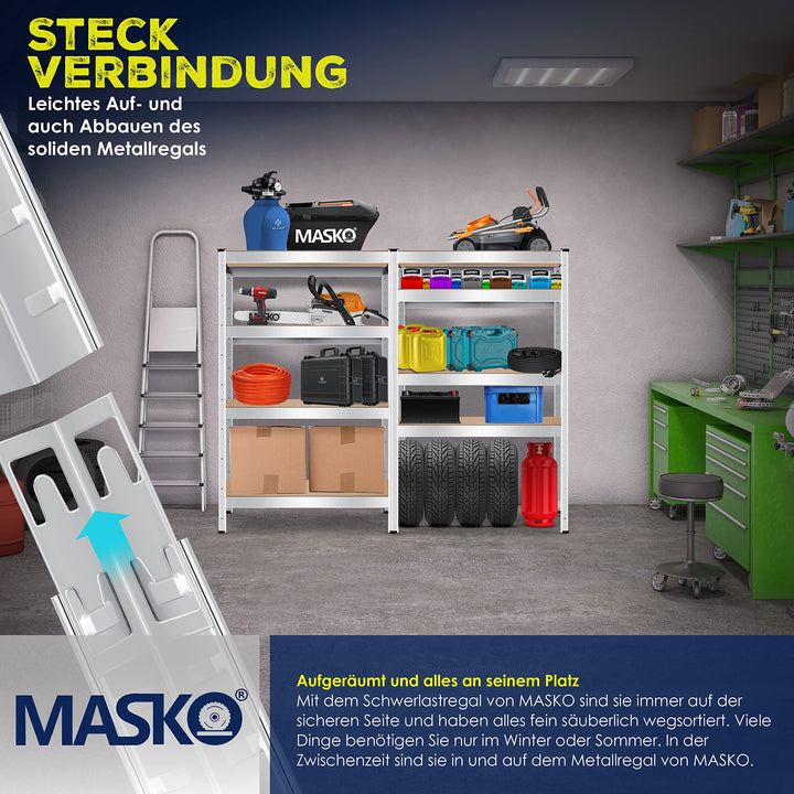 Schwerlastregal 2er-Set Metall mit MDF-Böden 160x80x40 cm bis 700 kg - Bild 6