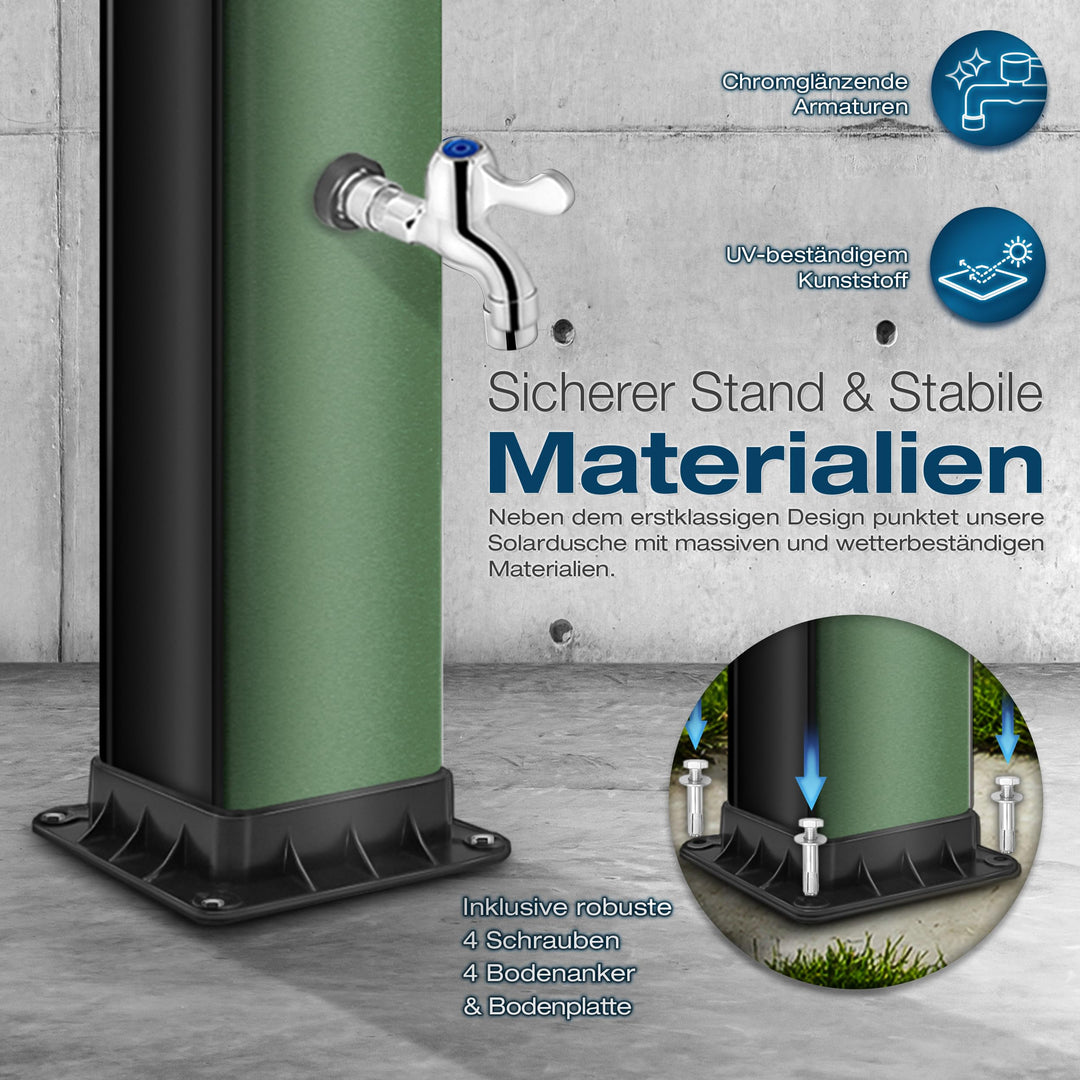 Solardusche 40 L mit Abdeckung schwarz/grün Gartendusche - Bild 4