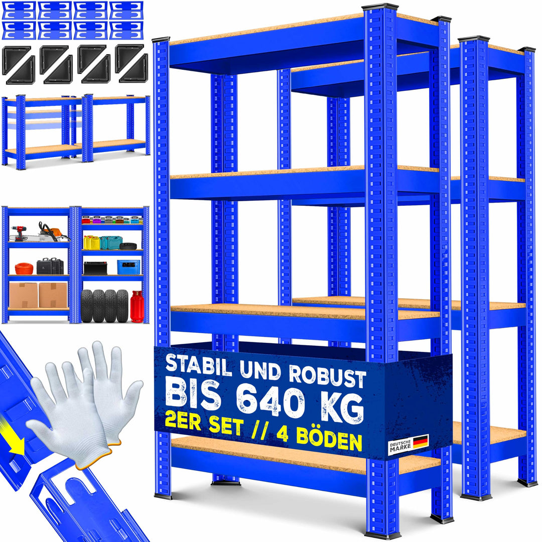 Schwerlastregal 2er-Set Metall MDF 160x80x40 cm 700 kg Keller Garage