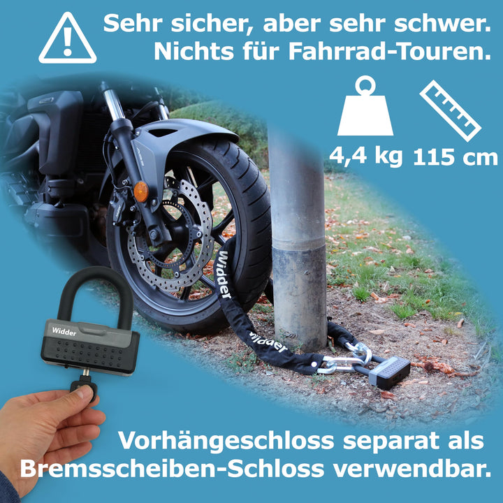 Kettenschloss Titan-Stahl 115 cm Sicherheitslevel 15 mit 4 Schlüsseln - Bild 4