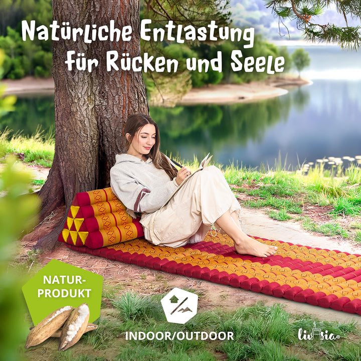 Dreieckskissen Kapok 80x33x30 cm Rückenstütze Outdoor Meditation - Bild 2