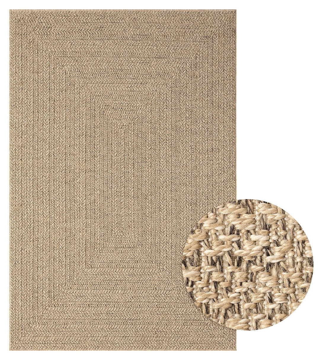 Outdoor Teppich Jute-Look 160x230 cm wetterfest für Balkon Terrasse - Bild 2