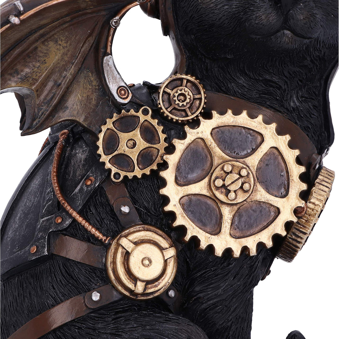 Steampunk Katzenfigur Pilot mit Flügeln Harz handbemalt 22,7 cm - Bild 6