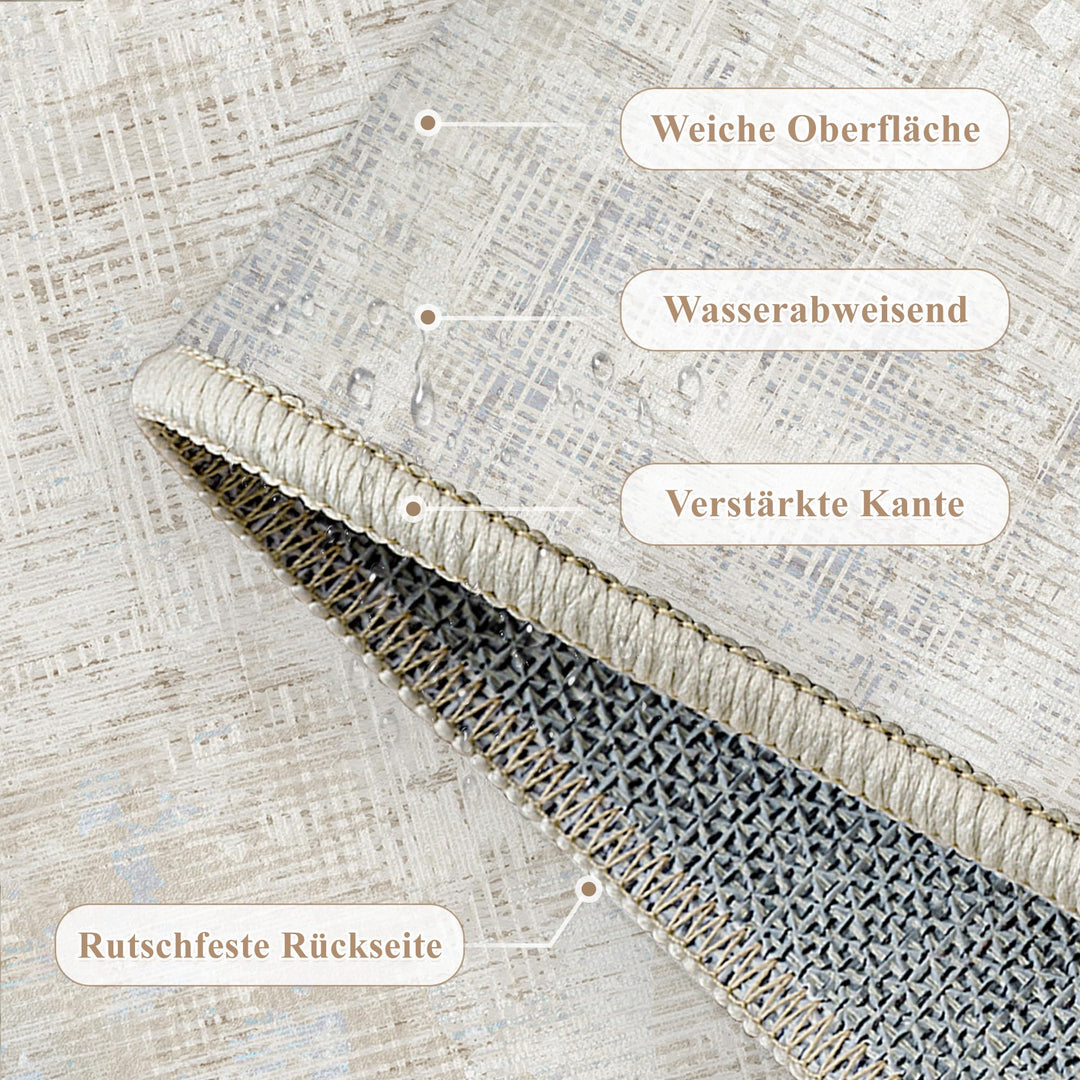 Kurzflor-Teppich Beige Grau 160x230 cm waschbar Wohnzimmer - Bild 7