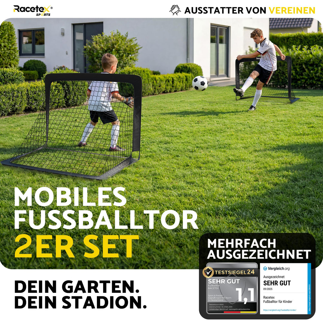 Fussballtor Kinder 2er-Set faltbar mit Glasfaserstangen und Tragetasche - Bild 2