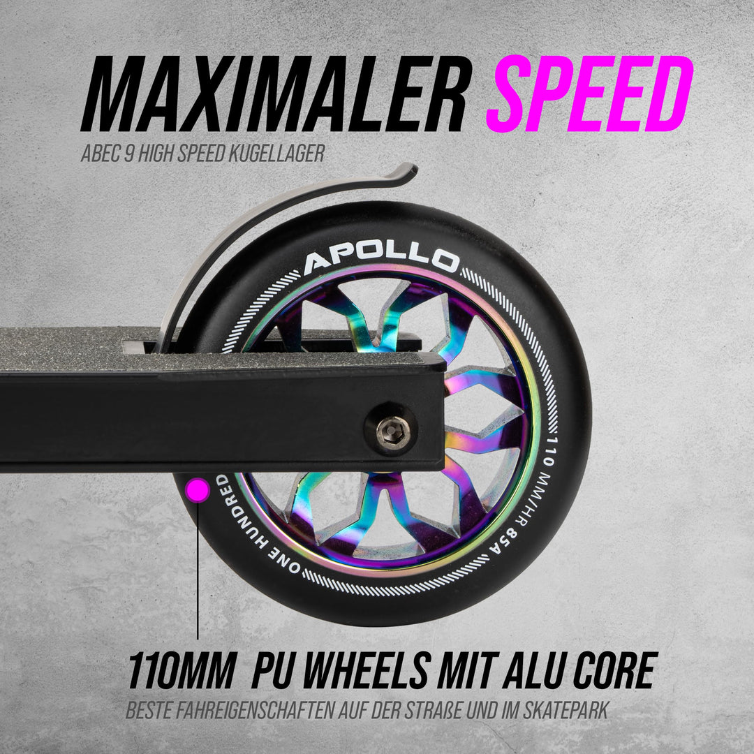 Stunt Scooter Kinder Aluminium 110mm Rollen ABEC 9 Schwarz/Rainbow - Bild 3